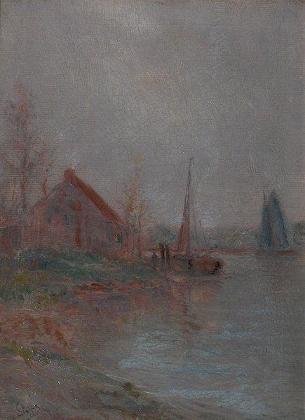 unknow artist Morning fog over the River Schelde